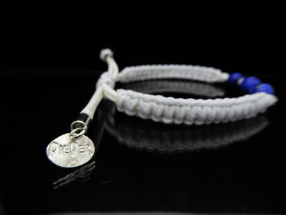 Armband Weiß mit 3x Lapiskugel