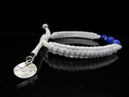 Armband Weiß mit 3x Lapiskugel